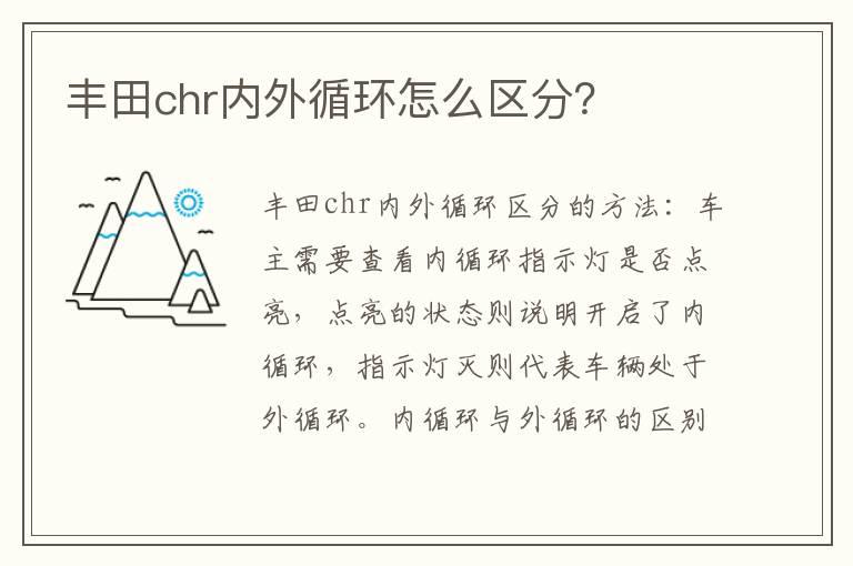 丰田chr内外循环怎么区分？