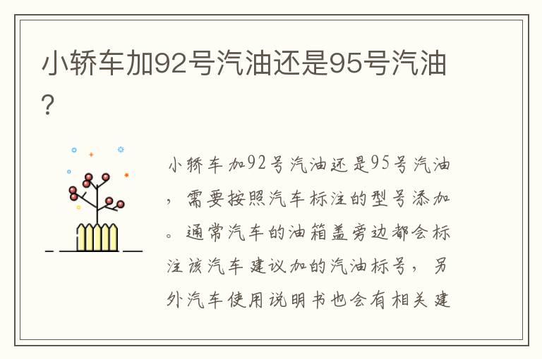 小轿车加92号汽油还是95号汽油？