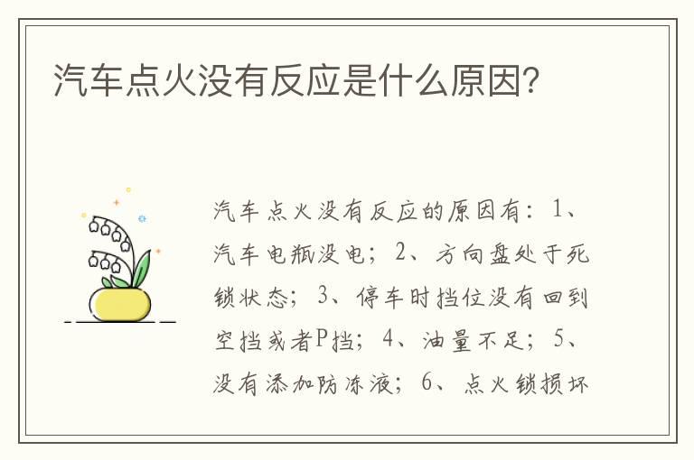 汽车点火没有反应是什么原因？
