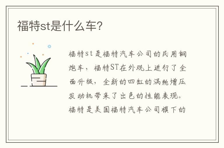 福特st是什么车？
