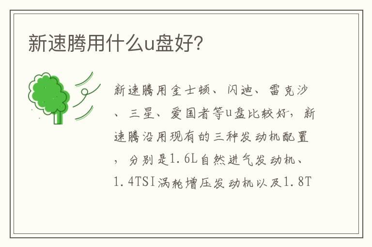 新速腾用什么u盘好？