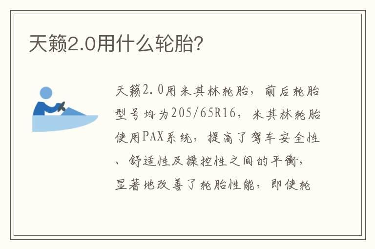 天籁2.0用什么轮胎？