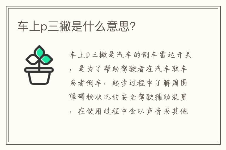 车上p三撇是什么意思？