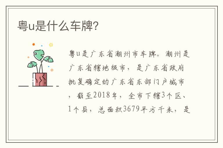 粤u是什么车牌？