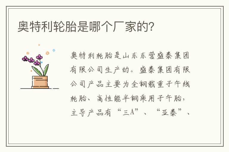 奥特利轮胎是哪个厂家的？