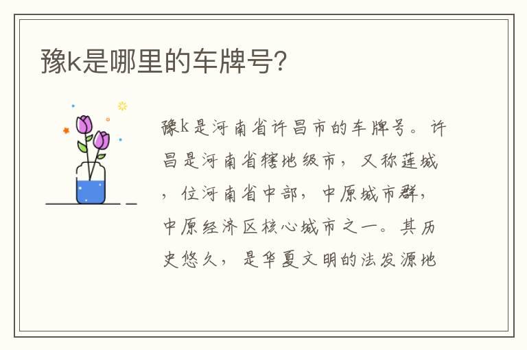 豫k是哪里的车牌号？