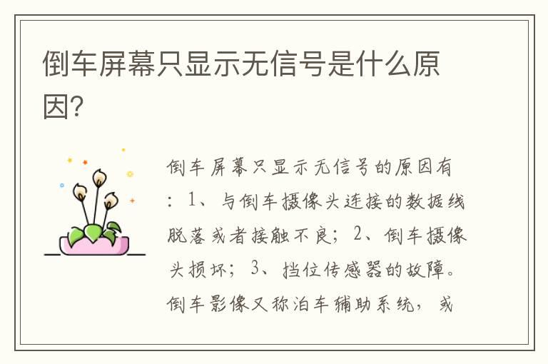 倒车屏幕只显示无信号是什么原因？