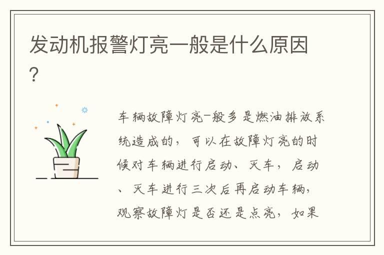 发动机报警灯亮一般是什么原因？