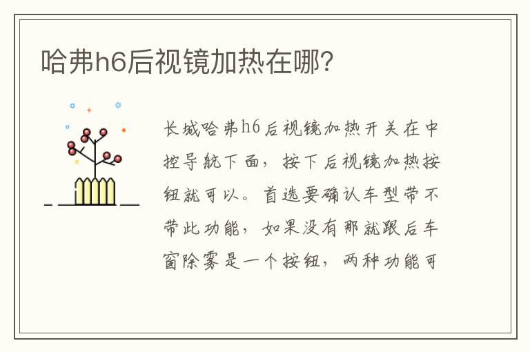 哈弗h6后视镜加热在哪？