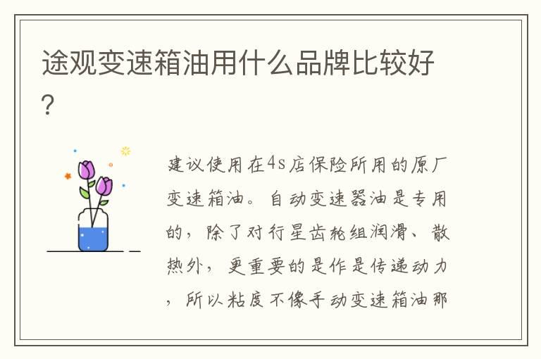 途观变速箱油用什么品牌比较好？