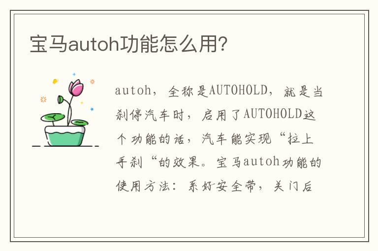 宝马autoh功能怎么用？