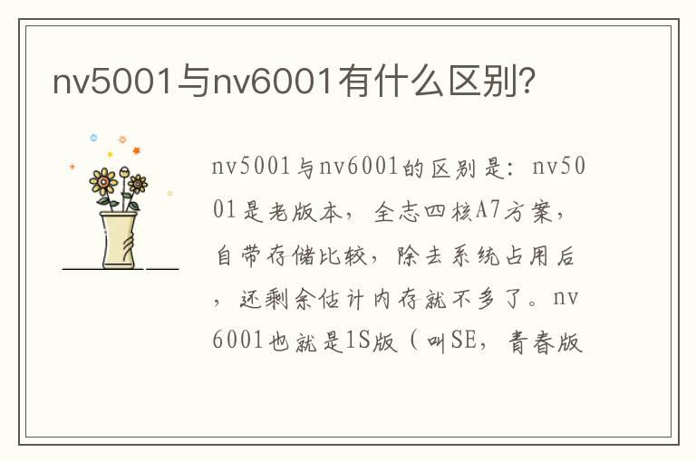 nv5001与nv6001有什么区别？