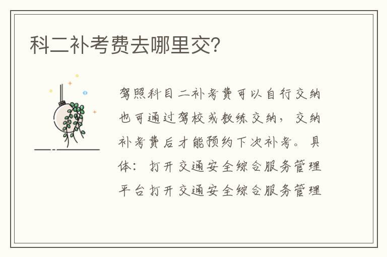 科二补考费去哪里交？
