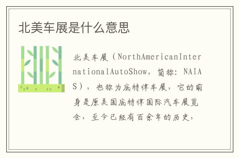 北美车展是什么意思
