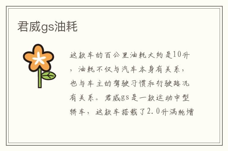 君威gs油耗