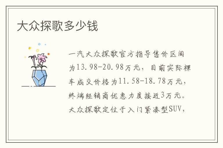 大众探歌多少钱