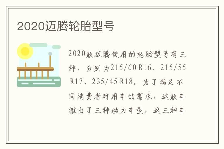 2020迈腾轮胎型号
