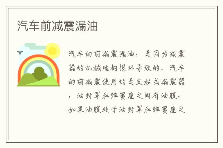 汽车前减震漏油