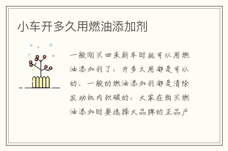 小车开多久用燃油添加剂