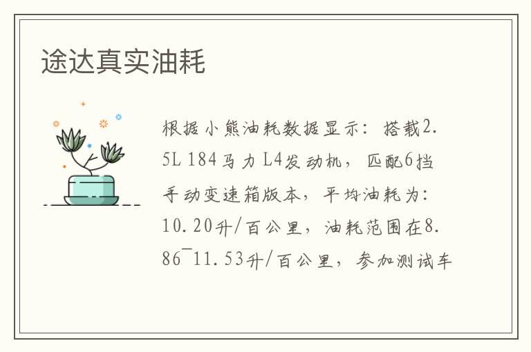 途达真实油耗