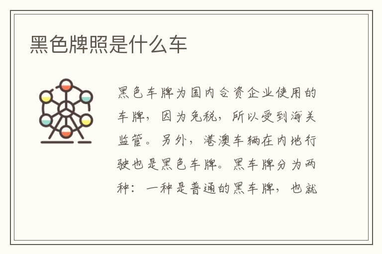 黑色牌照是什么车