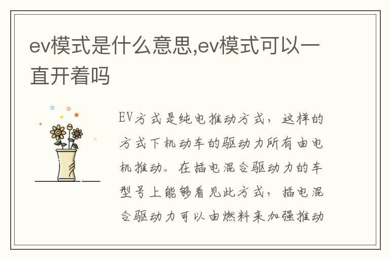 ev模式是什么意思,ev模式可以一直开着吗