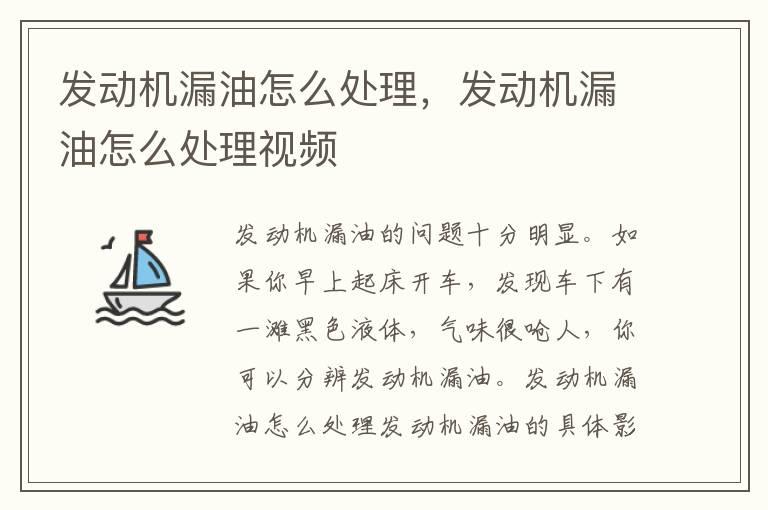 发动机漏油怎么处理，发动机漏油怎么处理视频