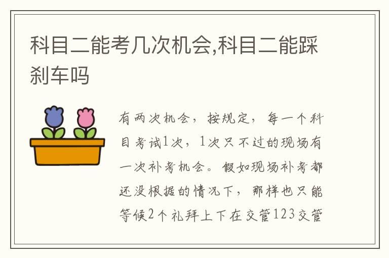 科目二能考几次机会,科目二能踩刹车吗