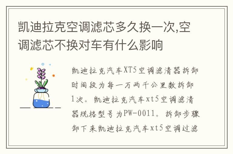 凯迪拉克空调滤芯多久换一次,空调滤芯不换对车有什么影响