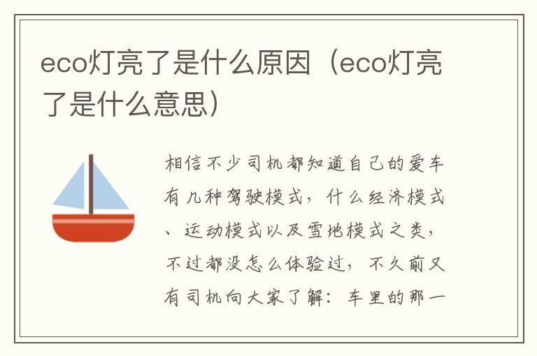 eco灯亮了是什么原因（eco灯亮了是什么意思）