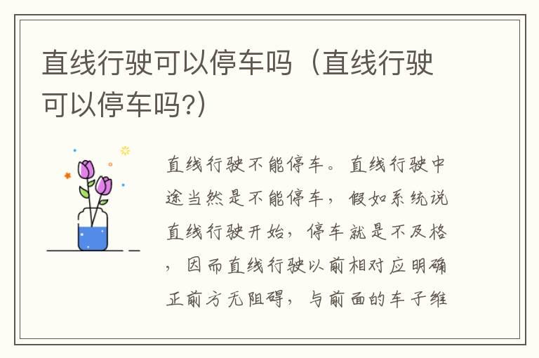 直线行驶可以停车吗（直线行驶可以停车吗?）