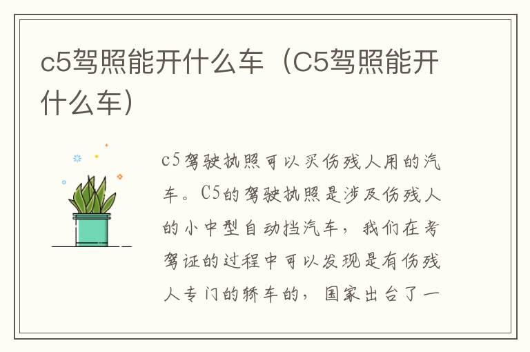 c5驾照能开什么车（C5驾照能开什么车）