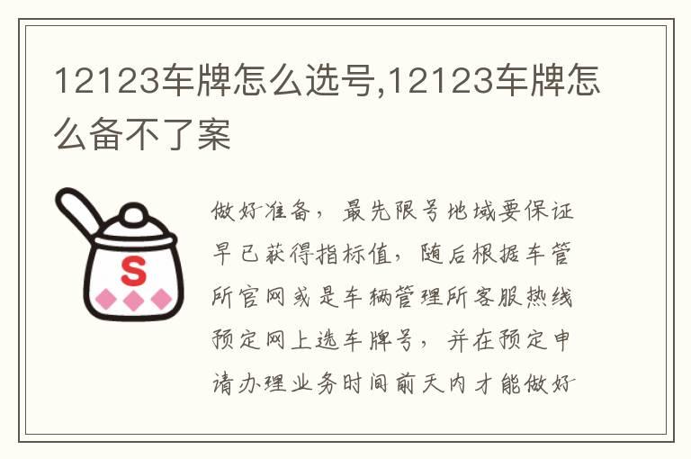 12123车牌怎么选号,12123车牌怎么备不了案