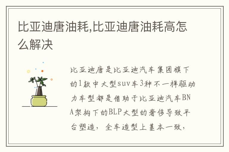 比亚迪唐油耗,比亚迪唐油耗高怎么解决