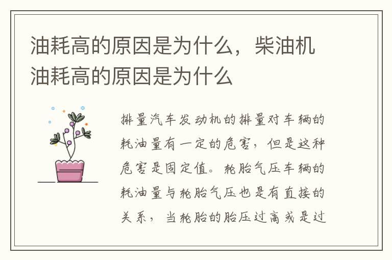 油耗高的原因是为什么，柴油机油耗高的原因是为什么