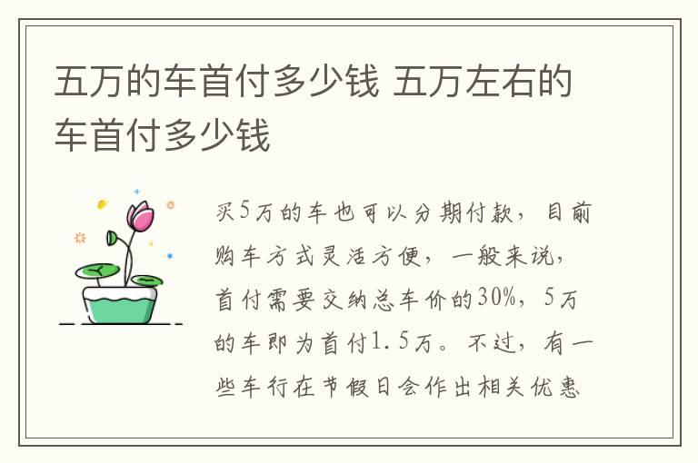 五万的车首付多少钱 五万左右的车首付多少钱