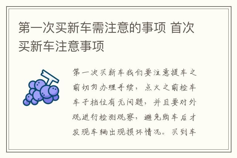 第一次买新车需注意的事项 首次买新车注意事项