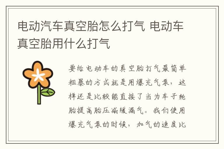 电动汽车真空胎怎么打气 电动车真空胎用什么打气