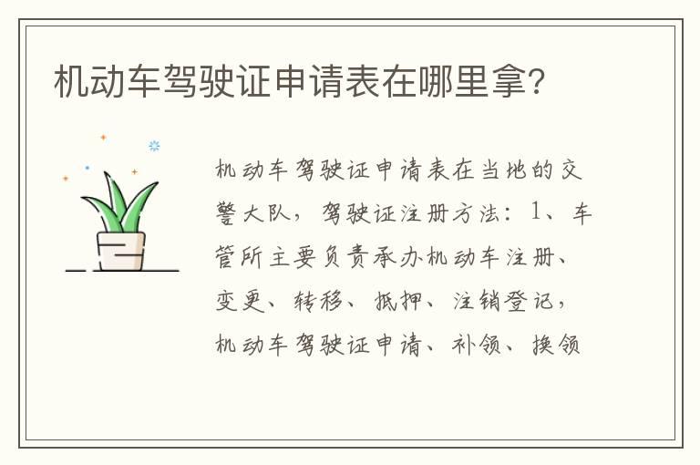 机动车驾驶证申请表在哪里拿?