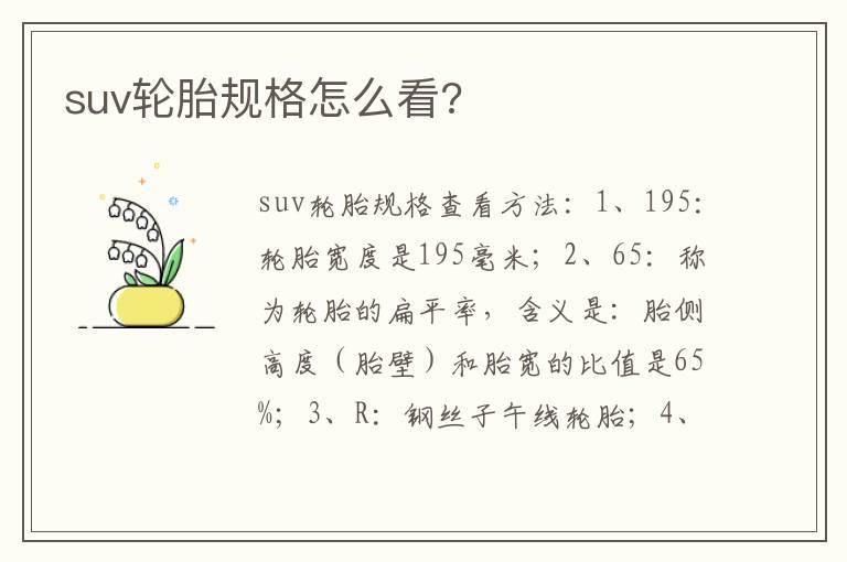 suv轮胎规格怎么看?