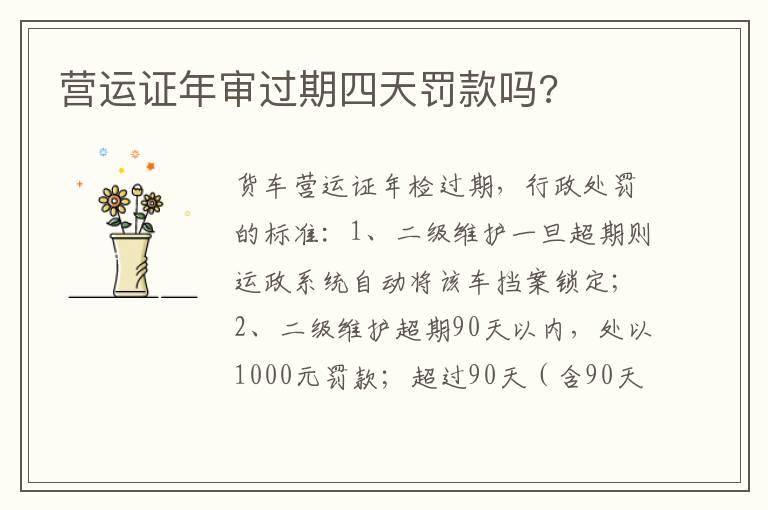 营运证年审过期四天罚款吗?