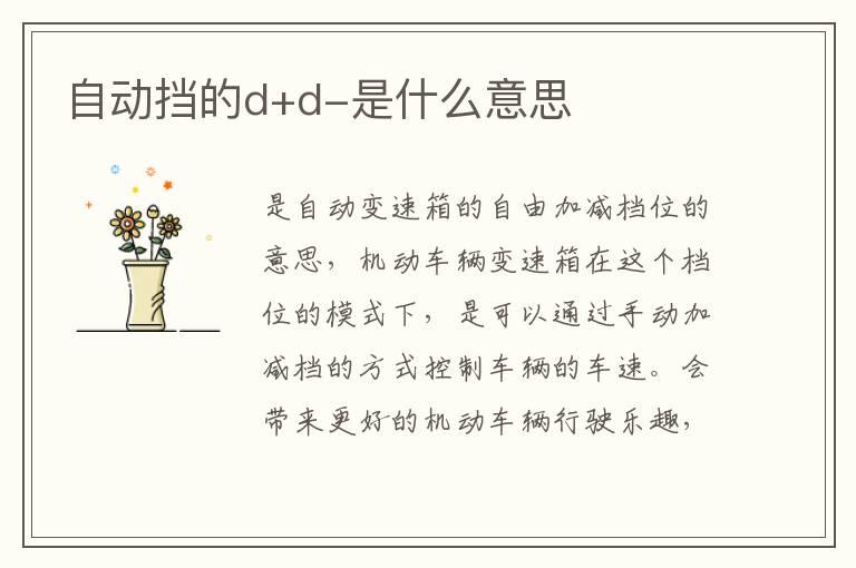 自动挡的d+d-是什么意思