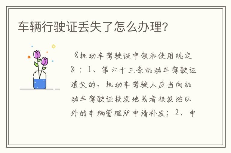 车辆行驶证丢失了怎么办理?