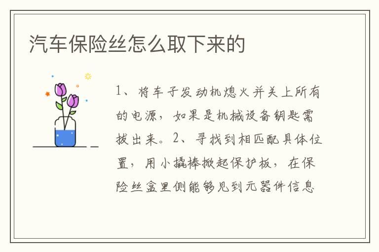汽车保险丝怎么取下来的