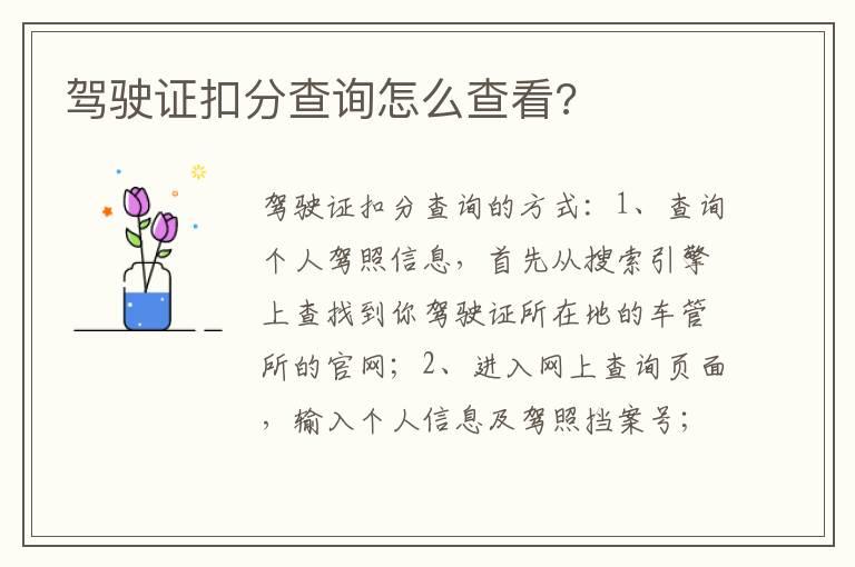 驾驶证扣分查询怎么查看?