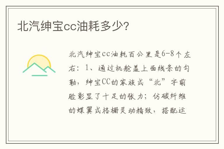 北汽绅宝cc油耗多少?