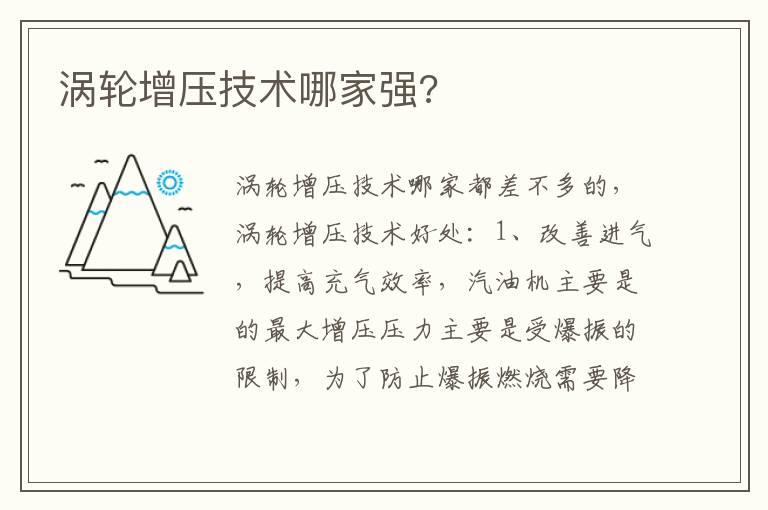 涡轮增压技术哪家强?