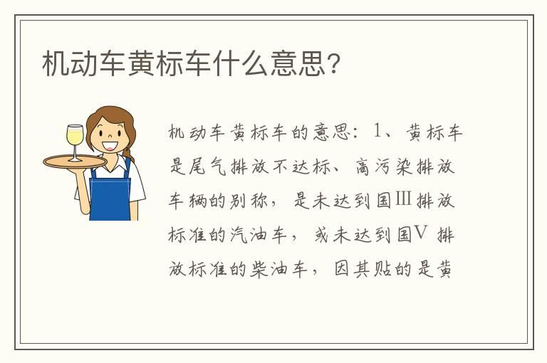 机动车黄标车什么意思?