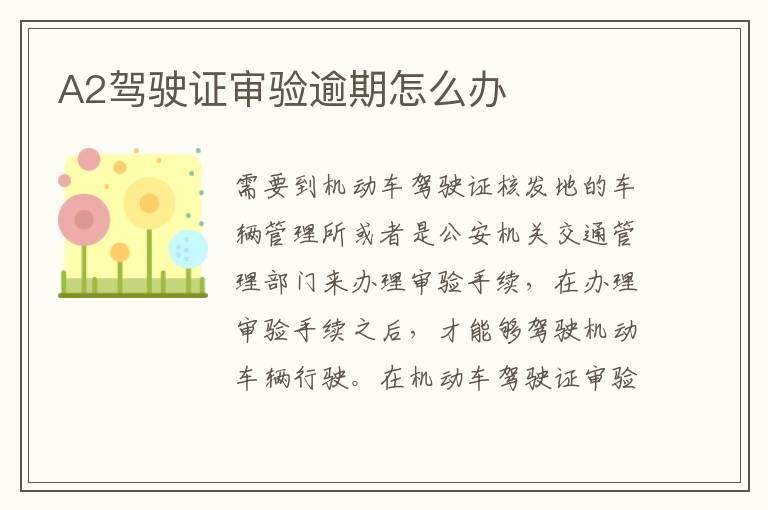 A2驾驶证审验逾期怎么办
