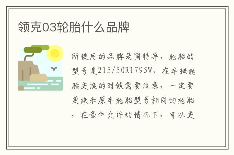 领克03轮胎什么品牌